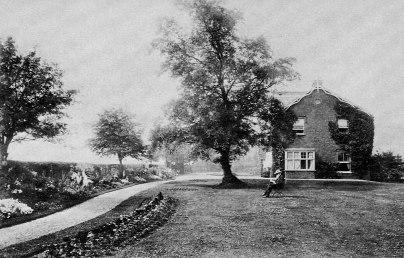 Brightlands. by Francis Frith. 1850–1898. Motifs recorded: baum, haus, stuhl, mann, foto, weg, blumen, garten.