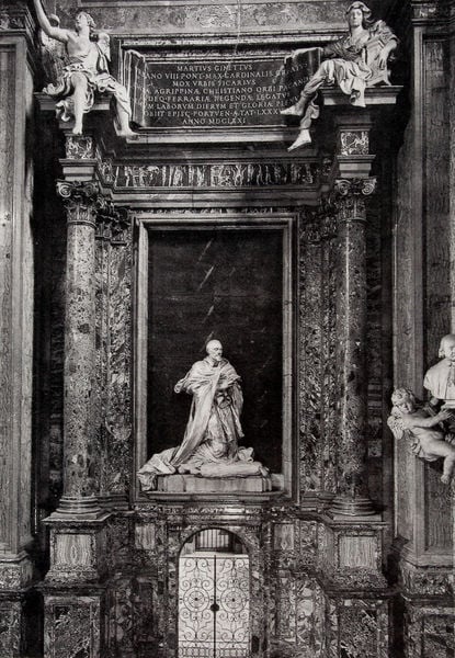 Grab des Kardinals Marzio Ginetti in der Capella Ginetti. by Antonio Raggi. 1683–1684. Motifs recorded: marmor, säulen, tür, engel, kirche, inschrift, skulptur, tafel.