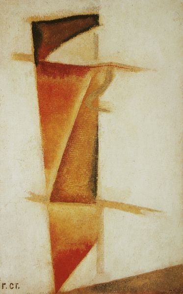 Farbkonstruktion. by Georgij Stenberg. 1919. Motifs recorded: braun, abstrakt, rot, orange, dreiecke, gelb, weiß, geometrisch.