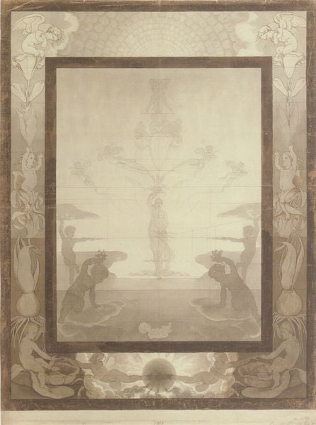 Der Morgen, Konstruktionszeichnung. by Philipp Otto Runge. 1807. Motifs recorded: sonne, runge, jugendstil, engel, wasser, morgen, rahmen, kinder.