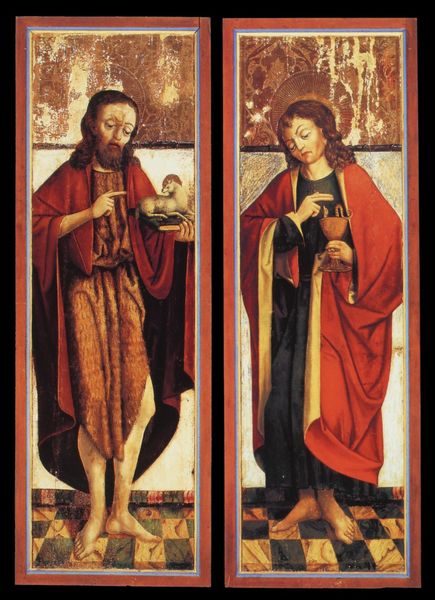 Altarflügel aus St. Johann in Ahrn. by Simon von Taisten. 1500. Motifs recorded: kelch, rot, lamm, heiligenschein, schlange, schwarz, gold, johannes.