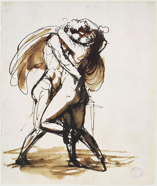 Achill mit tröstender Jungfrau. by Johan Tobias Sergel. 1775. Motifs recorded: nackt, kuss, umarmung, akt, zeichnung, locken, frau, beine.