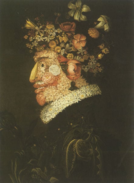 La Primavera (Frühling). by Wienand von Steeg. Motifs recorded: blumen, mann, gesicht, rosen, kragen, porträt, profil, arcimboldo.