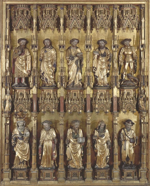 Altar der Goldenen Tafel aus St. Michael in Lüneburg. 1420. Motifs recorded: heilige, altar, gold, sockel, apostel, ornamente, kirche, gotik.