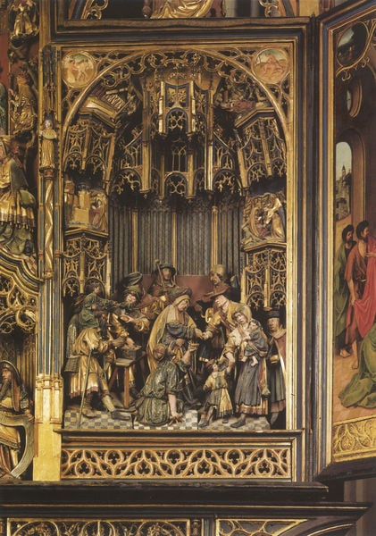 Annenaltar. by Adrian van Overbeck. 1500–1600. Motifs recorded: altar, holz, gold, heilige, kirche, geschnitzt, kind, relief.