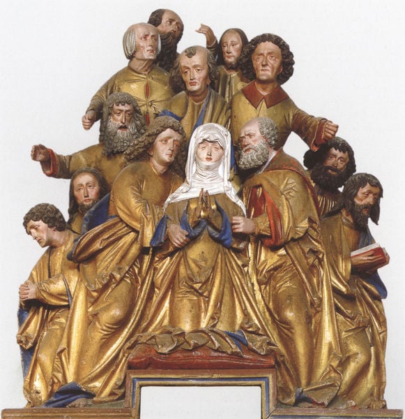 Flügelaltar der Pfarrkirche in Partschins. by Jörg Lederer. 1524. Motifs recorded: gold, maria, apostel, gruppe, jünger, weiß, holz, trauer.