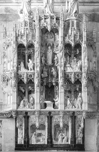 Die Sieben Freuden Mariens. 1517. Motifs recorded: altar, maria, weiß, schwarz, engel, figuren, heilige, statuen.