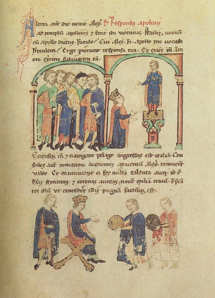 Alexanderroman. 1300–1400. Motifs recorded: krone, buch, gaben, seite, bogen, schrift, buchseite, könig.