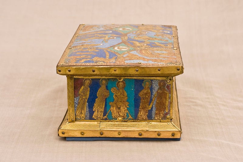 Andreaskästchen. 1180–1230. Motifs recorded: blau, nägel, heilige, bemalt, gold, figuren, figures, gilded.
