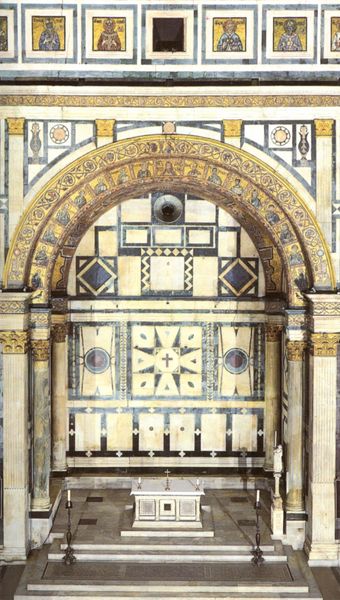 Baptisterium (Florenz). 1059. Motifs recorded: altar, bogen, kreuz, heilige, säulen, gold, ikonen, rundbogen.