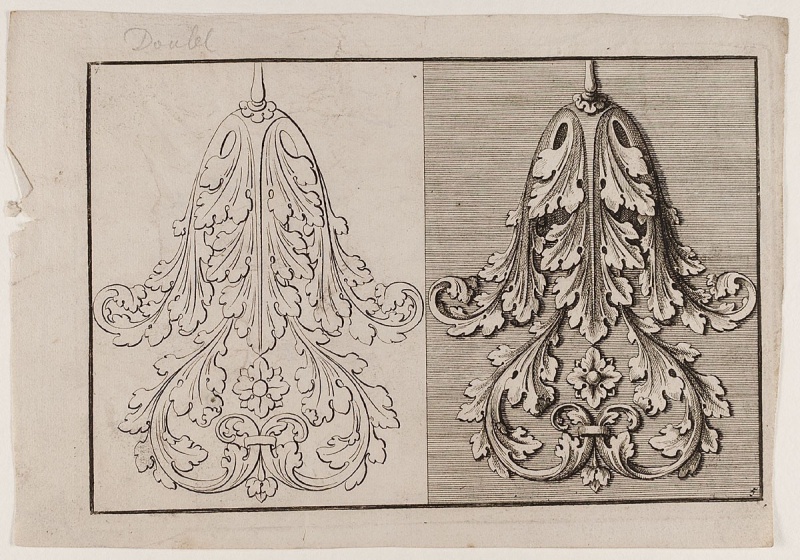 Akanthusblätter, Blatt 5 aus der Folge 'Gründliche Anweisung wie ein sauber Laub mit seinen Eintheilungen solle entworffen... werden... gezeichnet von Johann Leonhard Eisler'. by Johann Leonhard Eisler. 1720. Motifs recorded: Analysis of artistic styles, grafik, graphik, akanthus, symmetry, engraving, druckerzeugnisse, floral design.