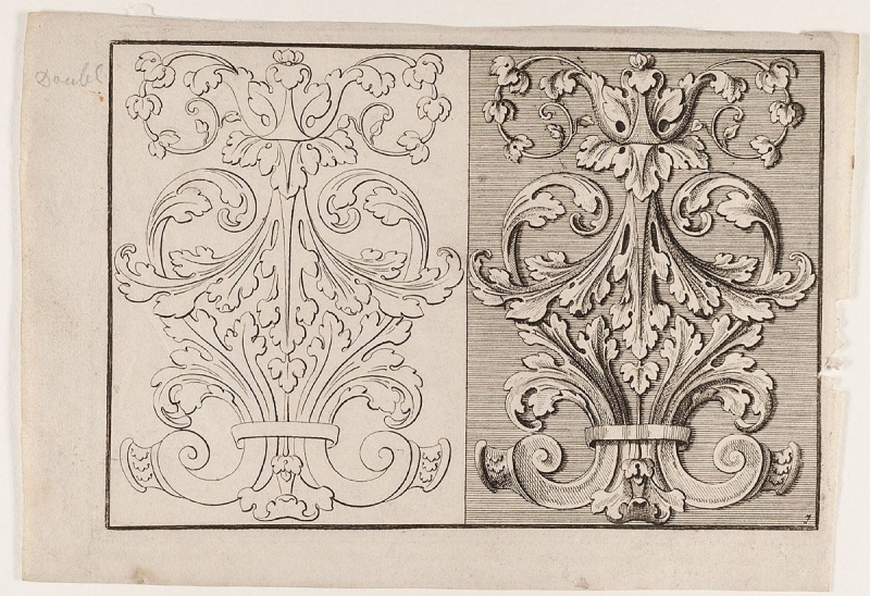 Akanthusblätter, Blatt 7 aus der Folge 'Gründliche Anweisung wie ein sauber Laub mit seinen Eintheilungen solle entworffen... werden... gezeichnet von Johann Leonhard Eisler'. by Johann Leonhard Eisler. 1720. Motifs recorded: grafik, graphik, akanthus, rand, engraving, zeichnung, Baroque art, 7.