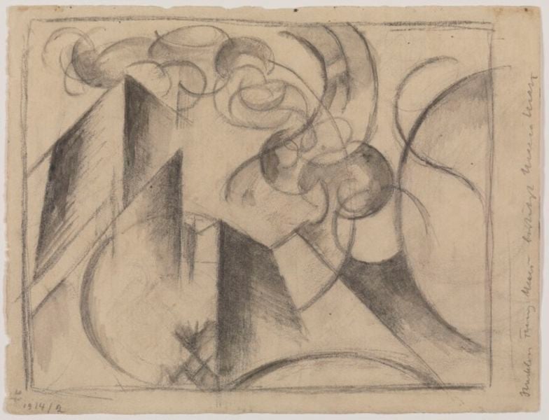 Abstrakte Zeichnung. by Franz Marc. 1914. Motifs recorded: zeichnung, kreise, abstrakt, skizze, 1914, linien, bleistift, kreis.