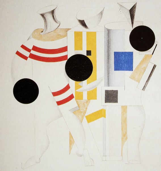 Der Sportler. by El Lissitzky. 1920–1921. Motifs recorded: kreise, formen, gelb, figuren, blau, schwarz, rot, geometrisch.